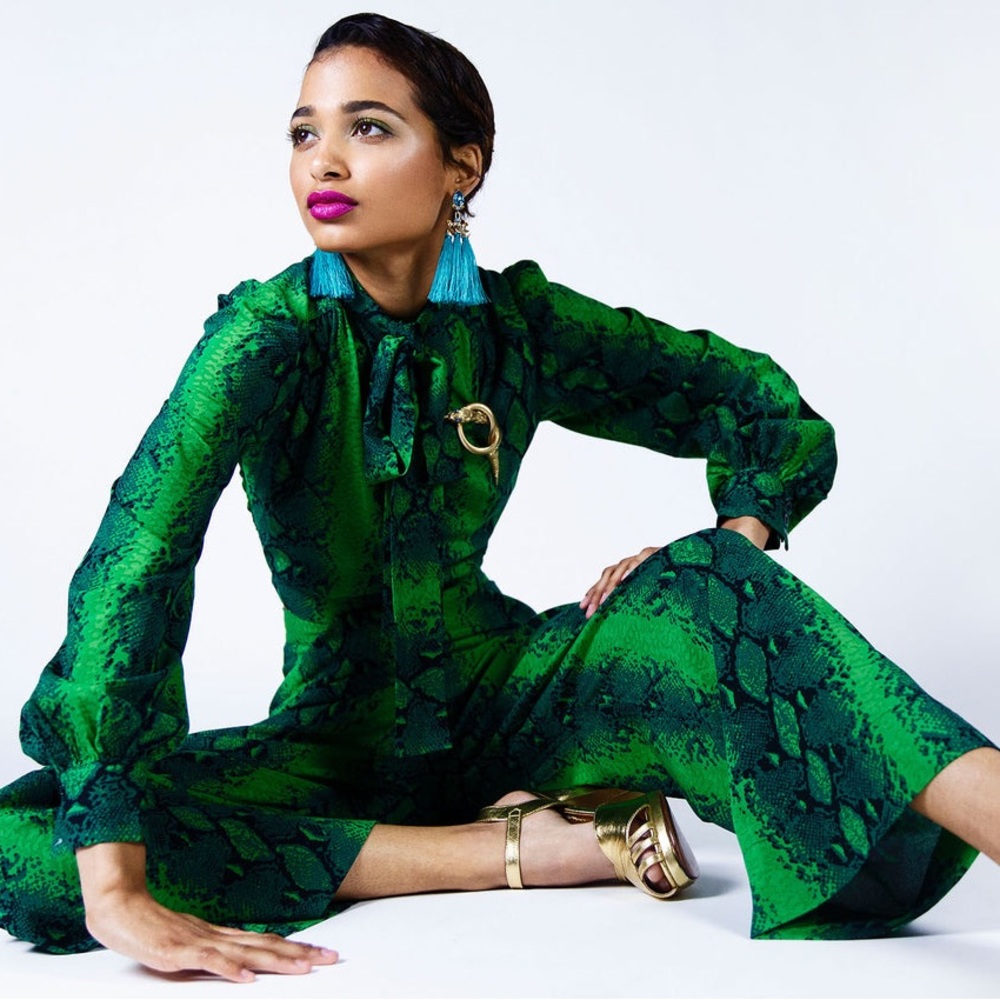 Trashy Diva Green Snake Print Two Piece Pants Set- size 14/16